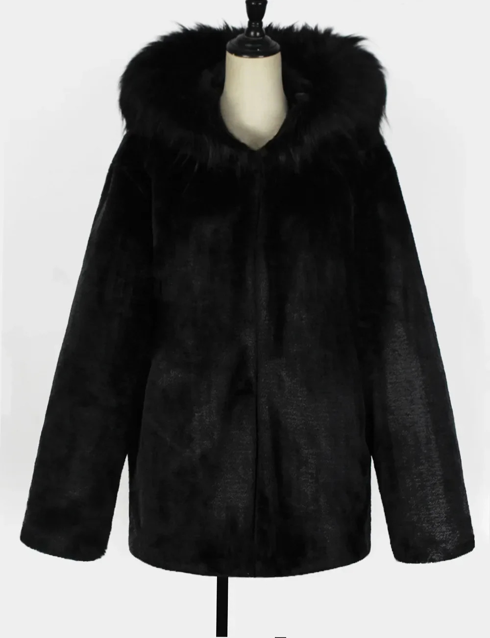 Mens Faux Fox Fur Coat Autumn Winter Men Fashion Long Sleeve Warm Hooded Faux Fur Black Casual Men Jackets Cardigan Coat 241011