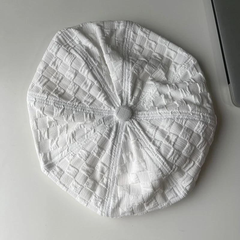 Korean Retro Plaid Beret Caps for Women Summer Fashion All-match Cloud Painter Hat Boinas Para Mujer 241009