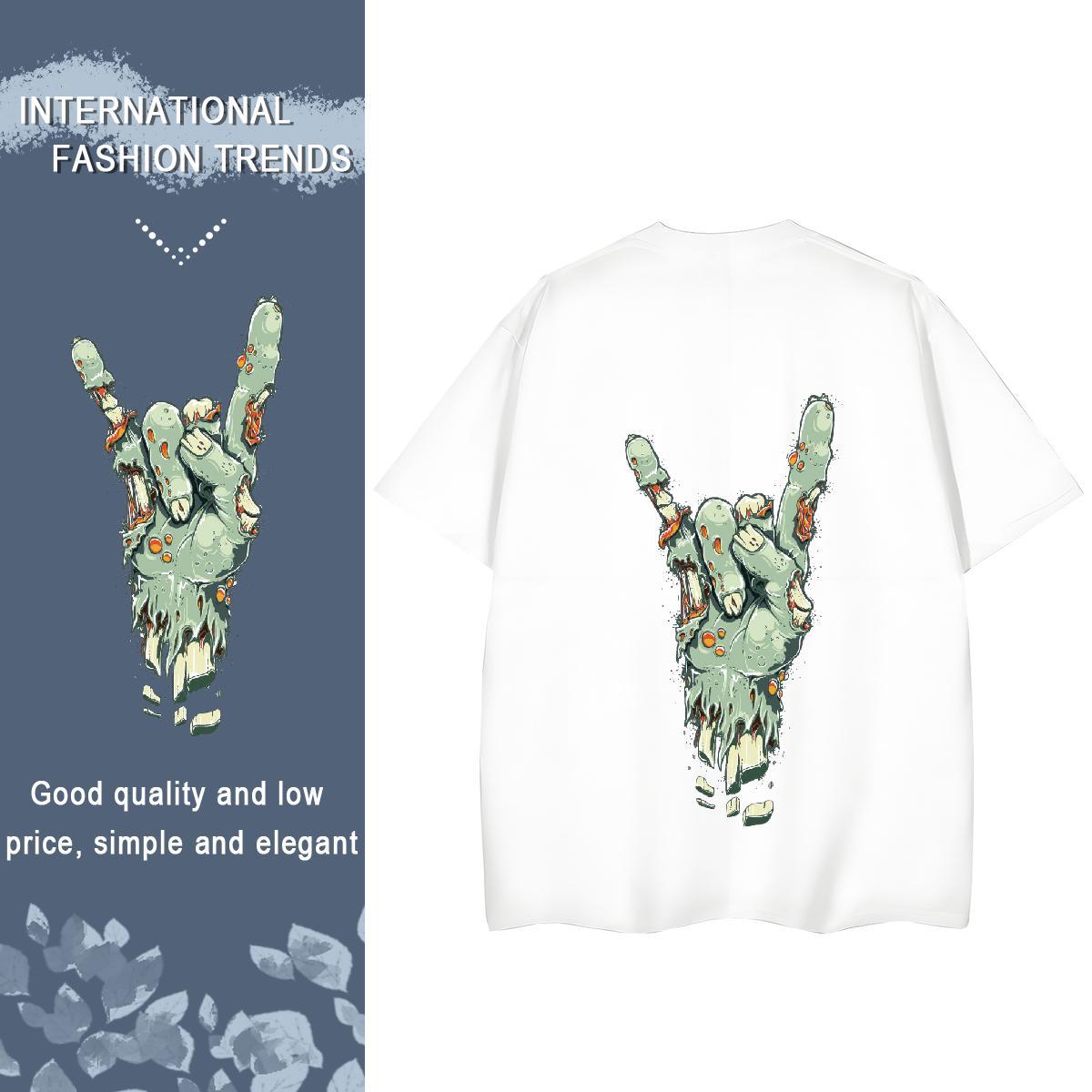 DIY T shirt 230g Cotton Breathable Casual hands Couples T Shirts High quality Anime Print Tops Shirt