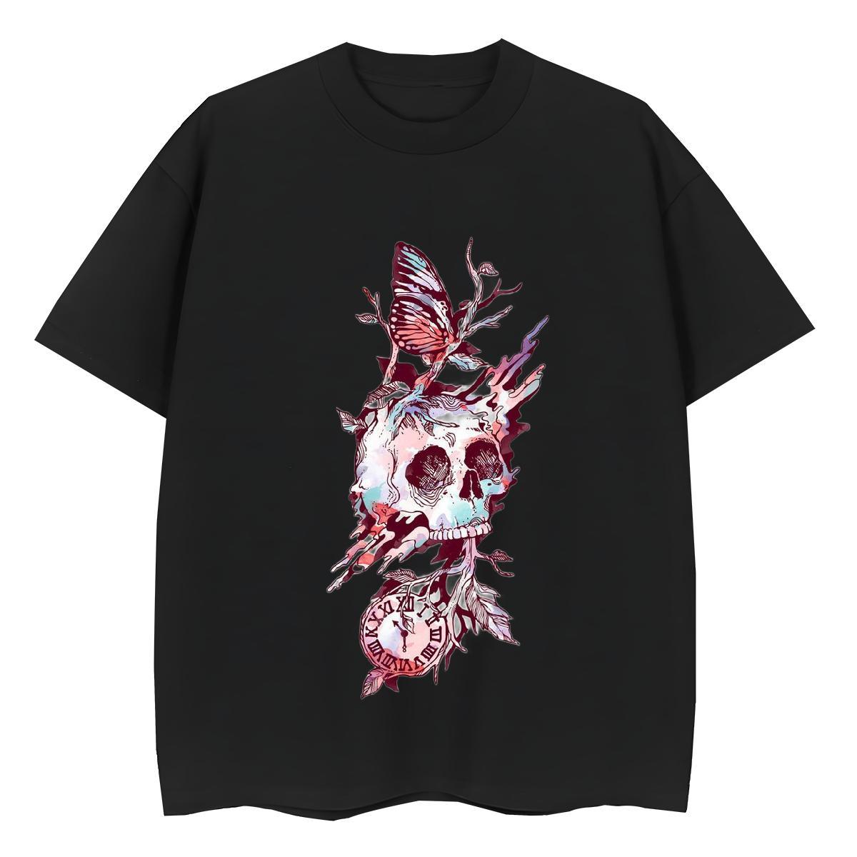 Casual New T-Shirts for Women 230g 100% Cotton Round Neck Short Sleeve Hip Hop Street skull Tshirt for Man Woman Designer Nice Oversized Tops Tees