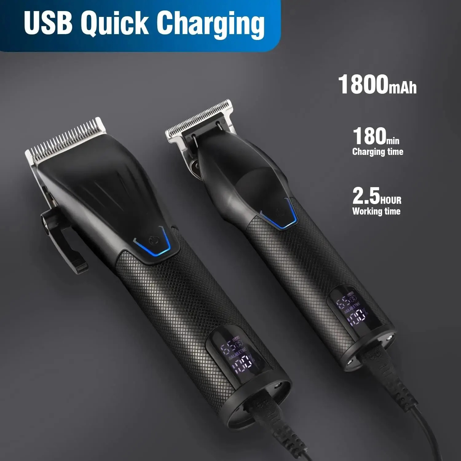 Professional Set Hair Cutting Machine Cordless Barber Clipper LED Display Beard Trimmer Men 241014i C260312