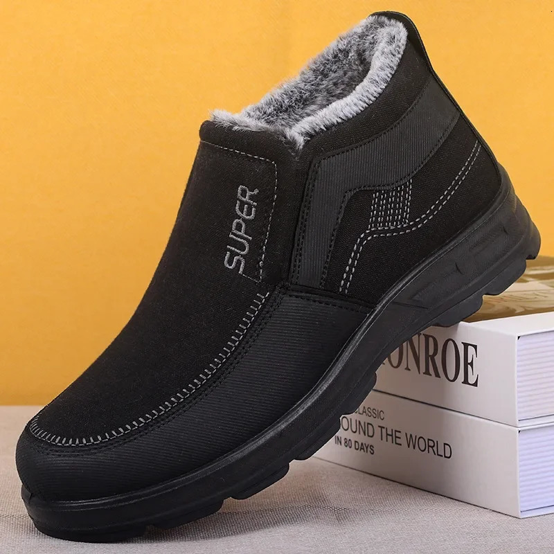 Winter mens shoes large cotton boots thick warm soft soled elderly snow 241014