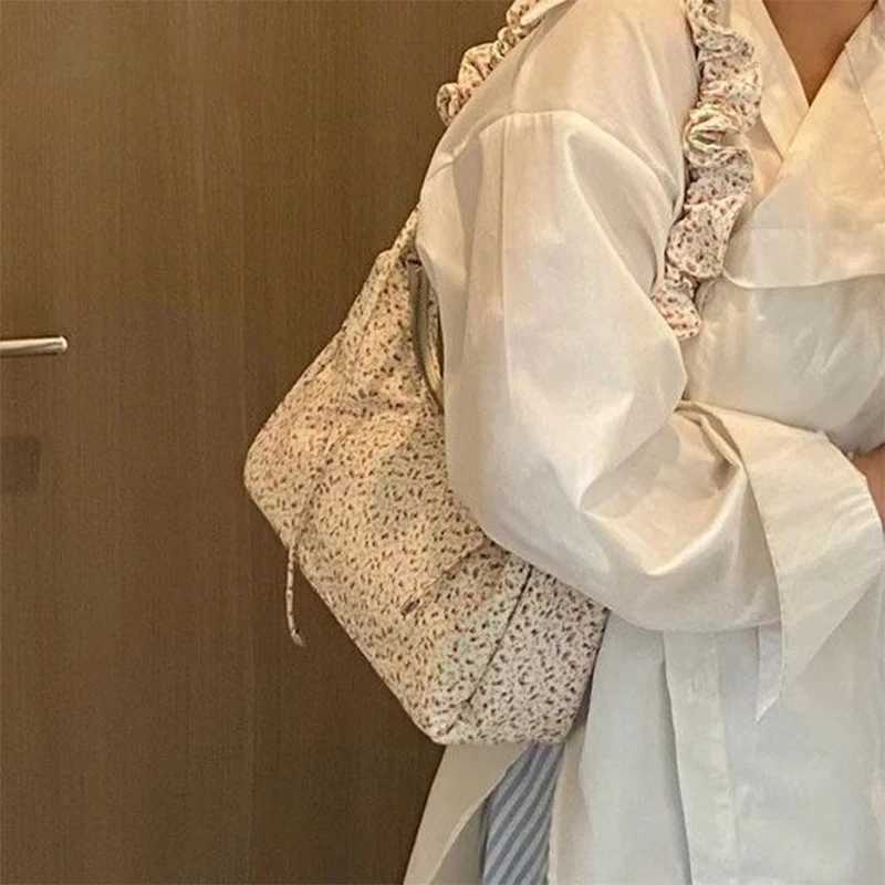 Folding floral handbag large capacity cross bag handheld shoulder bag M241014