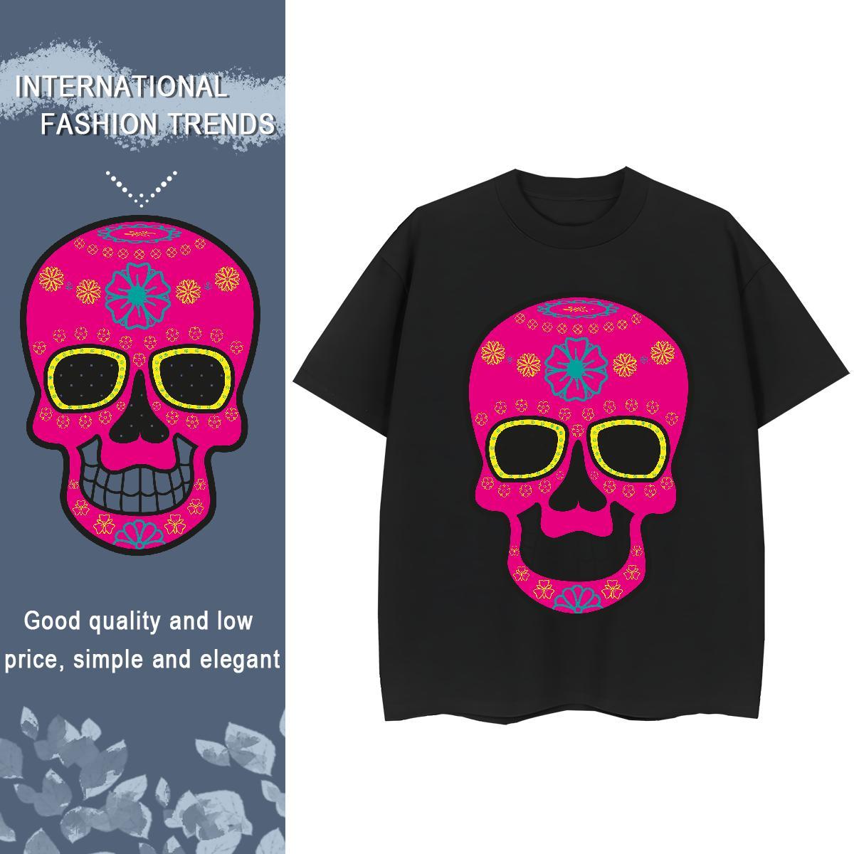 Fashion T Shirt For Woman 100% Cotton 230g Breathable Short Sleeve Sport skull Unisex Tshirts 5A Custom Cartoon Tops