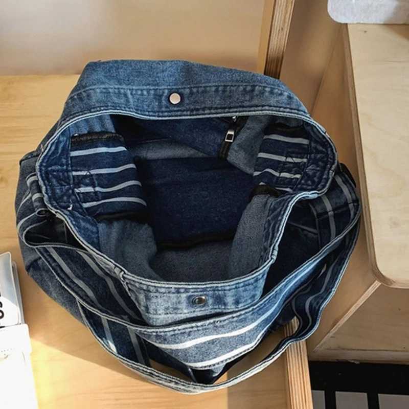 Fashionable denim canvas cross body bag with adjustable shoulder straps for women suitable for work and leisure M241014