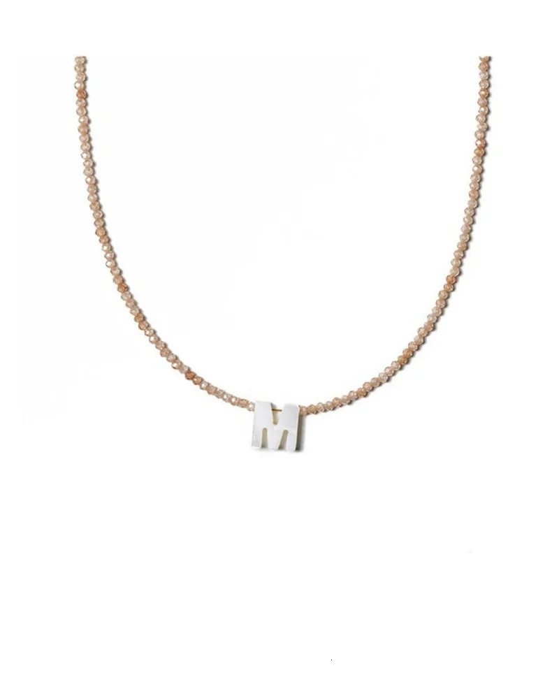 Fashion 26 Letter Shell Choker Necklaces For Women Shining Crystal Beads Clavicle Chian Female Neck Pendant Necklace Jewelry 241014