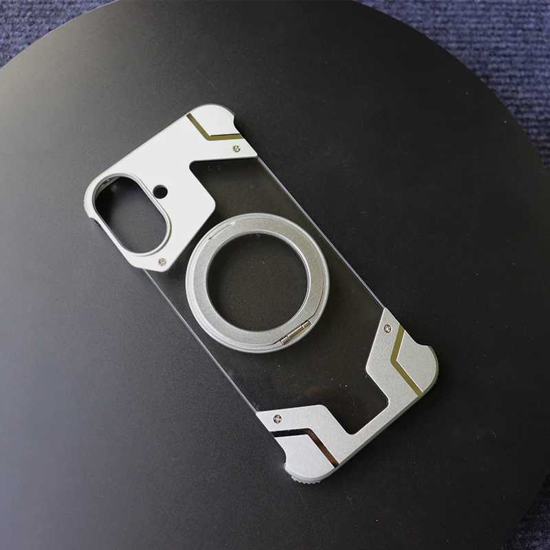 New Arrival Walnut metal case for iPhone 16 15 14 13 Pro 360 rotating ring holder magnetic phone holder protective cover Z241012