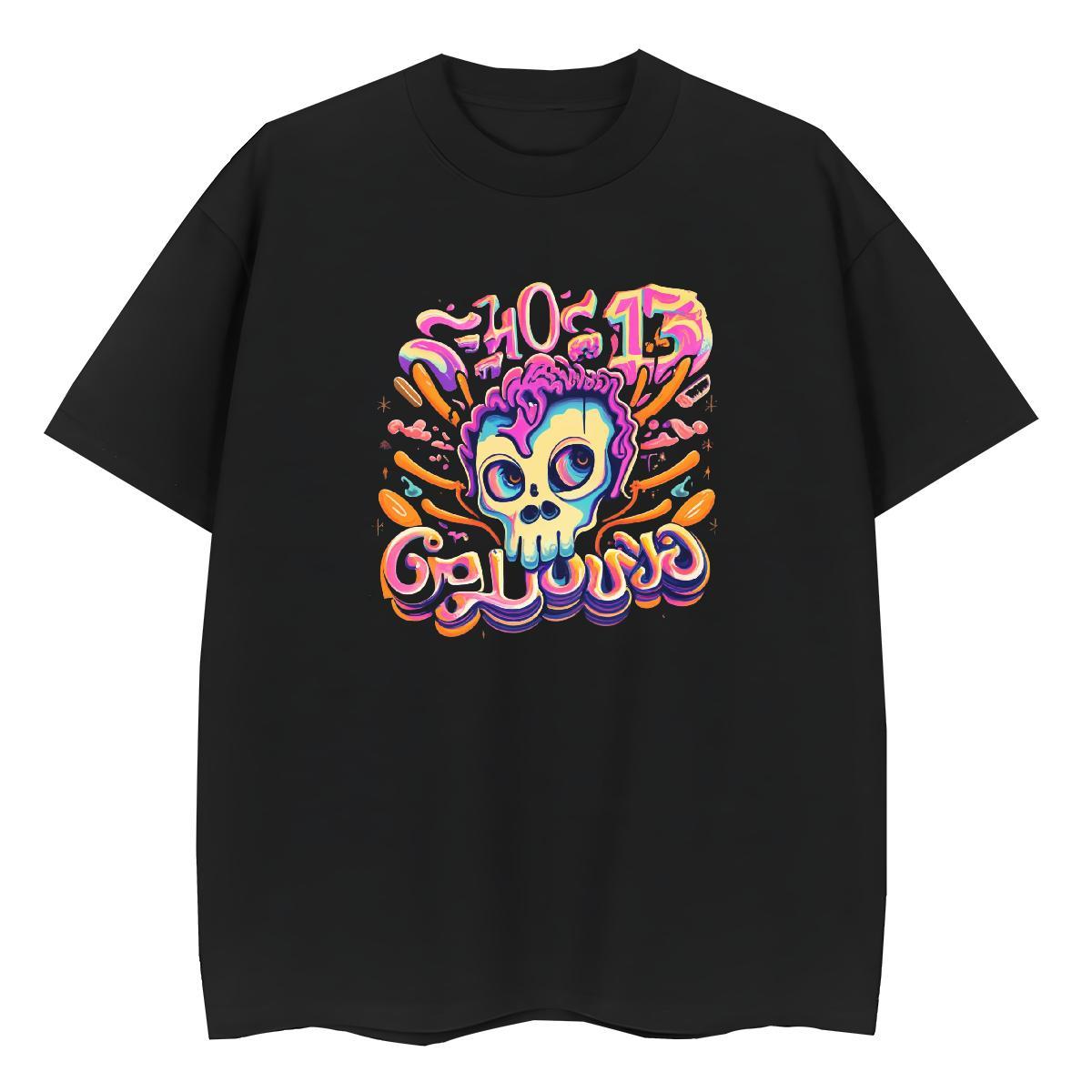 Casual New T Shirts Women 230g Cotton O Neck Short Sleeves Casual Daily Wear skull Lady T shirt Popular DIY Anime Printed Top Shirts