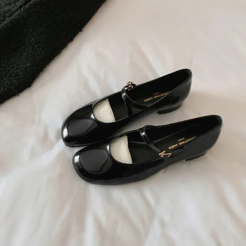 Women Patent Leather Mary Janes Ladies Summer Fashion Square Comfortable Pointed Toe Ballet Flat Casual Shoes 241014