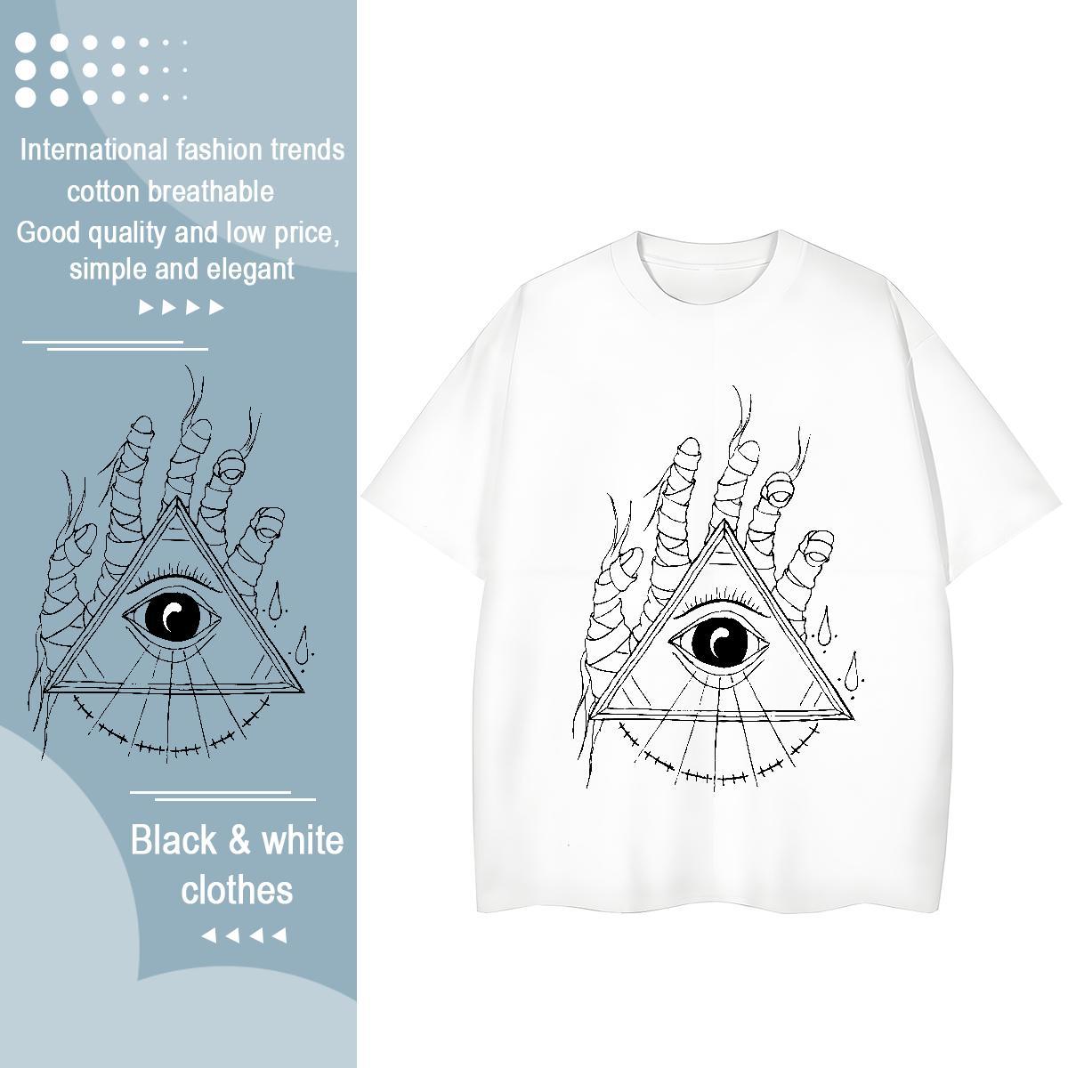 New Arrival T-Shirts for Women 230g Cotton Crew Neck Breathable Street Casual eye of the devil Woman Tshirt Loose fit Custom Printing Tops Tees