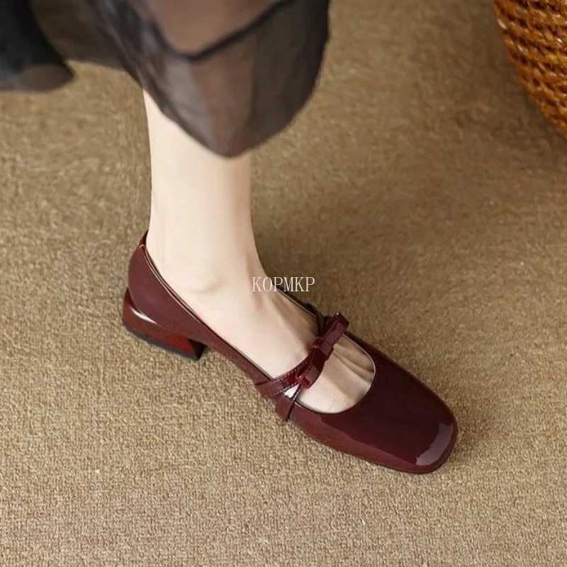 New Women Mary Jane Shoes Lady Footwear Japanese Style Lolita Low Heel Elegant Bow Leather Shoes Chunky Heel Shoes Zaptos MujerLX241014