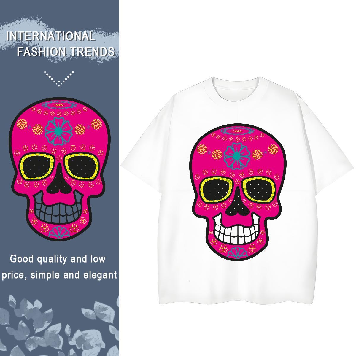 Fashion T Shirt For Woman 100% Cotton 230g Breathable Short Sleeve Sport skull Unisex Tshirts 5A Custom Cartoon Tops
