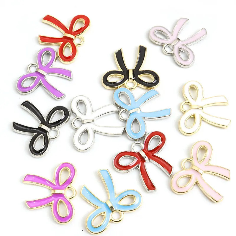 Ins Style Colourful Bowknot Enamel Charms 20pcs Girls Sweet Ornament Pendants For DIY Necklace Bracelet Earrings Gifts Women 241010