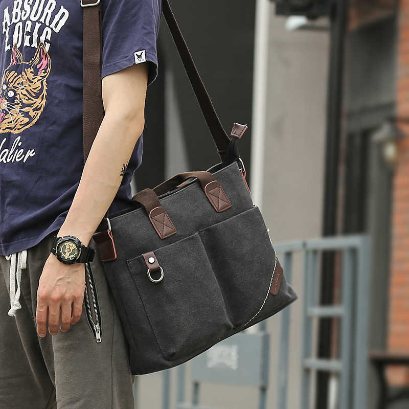 Amotis Men's Business Canvas Handheld Outdoor Crossbody Cross Bag Men's Single Shoulder Backpack 241015