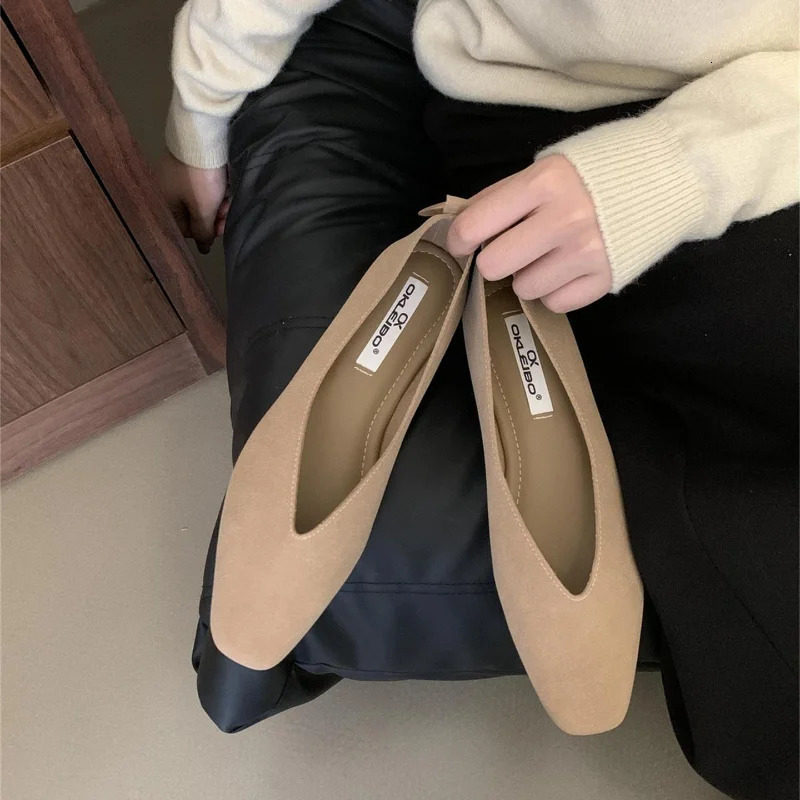 Autumn Women Flat Square Head Shallow Slip on Ladies Casual Soft Leather Elegant Ballet Mary Jane Shoes 241014