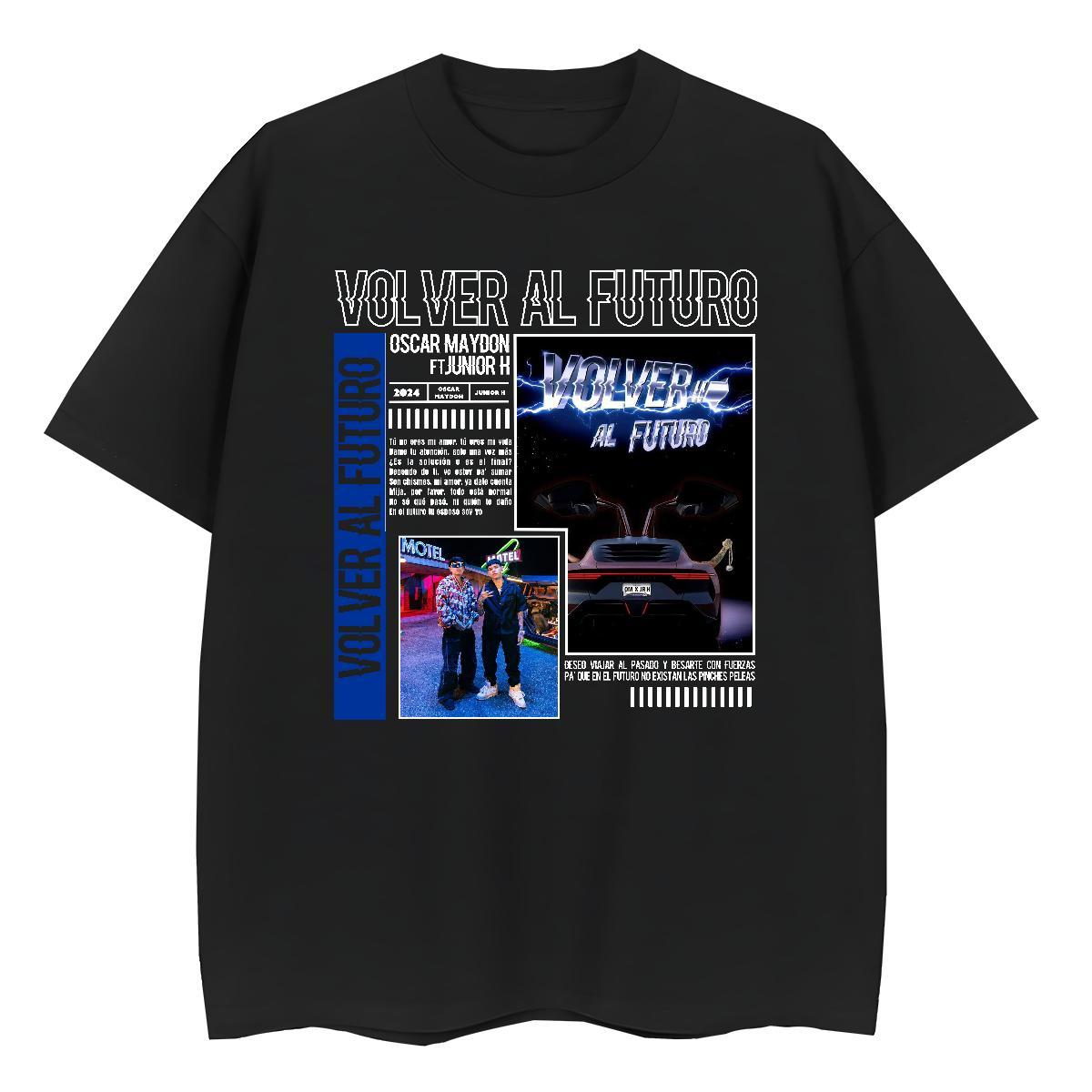 TOP Quality T-Shirts 230g 100% Cotton Round Neck Short Sleeve Daily Outfit Volver al futuro Couples T Shirts Soft Black Oversized Top Shirts