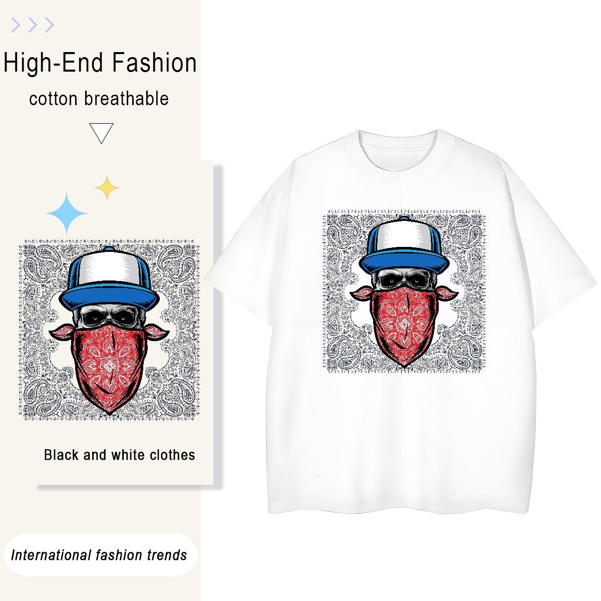 TOP Quality Women T Shirts 230g Cotton Breathable Short Sleeve Home Outdoor skull Unisex Tshirts Free Shipping DIY Printed Clothes