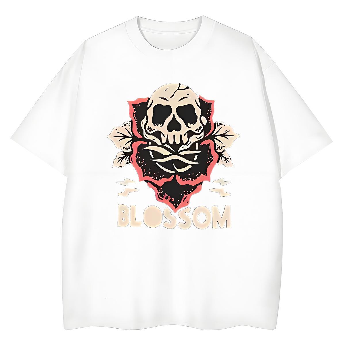 TOP Quality T Shirts Women 230g Pure Cotton O-Neck Short Sleeve Hip Hop skull Tshirt for Man Woman Designer Nice White Plus Size Polos