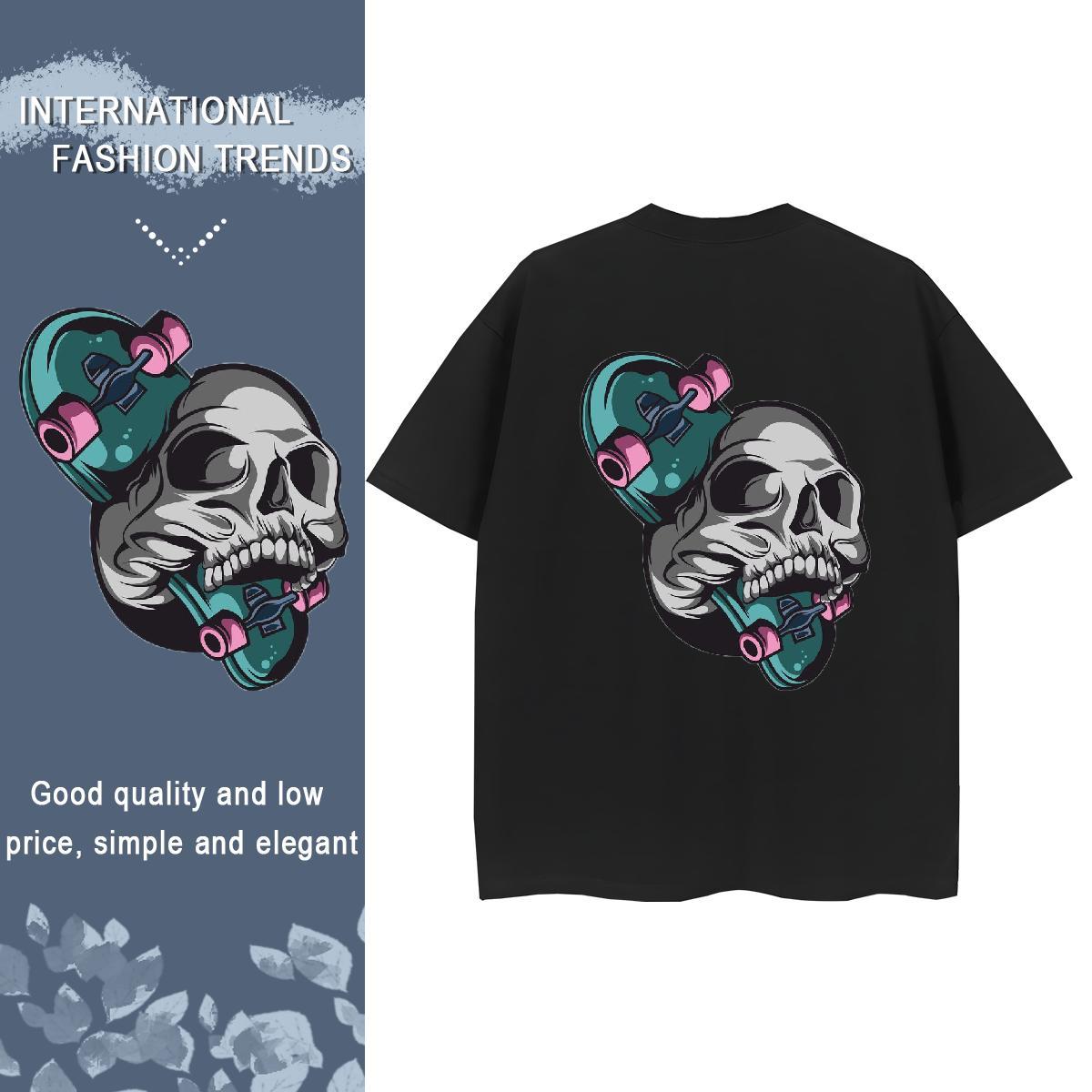 Fashion Womens T Shirts 100% Cotton 230g Comfortable Street Casual skull Women Tshirts Brand Cartoon Print Tee Shirt