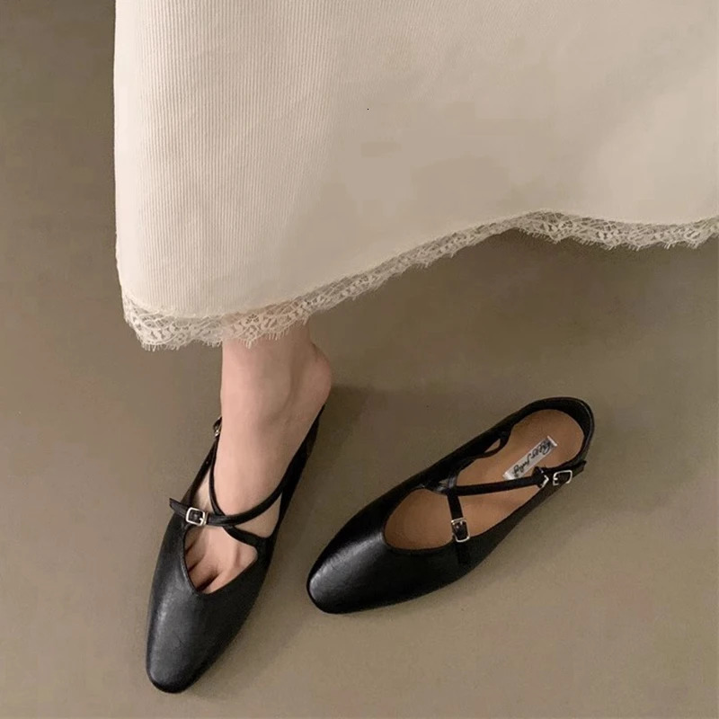 SUOJIALUN Autumn Women Fashion Round Toe Ladies Elegant Mary Jane Shoes Soft Flat New Heel Outdoor Dress Ballerinas 241014