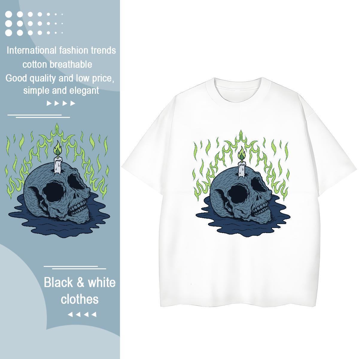 Stylist Women T Shirts 100% Cotton 230g Comfortable Spring Summer skull Couples T Shirts 5A Anime Oversized Top Shirts