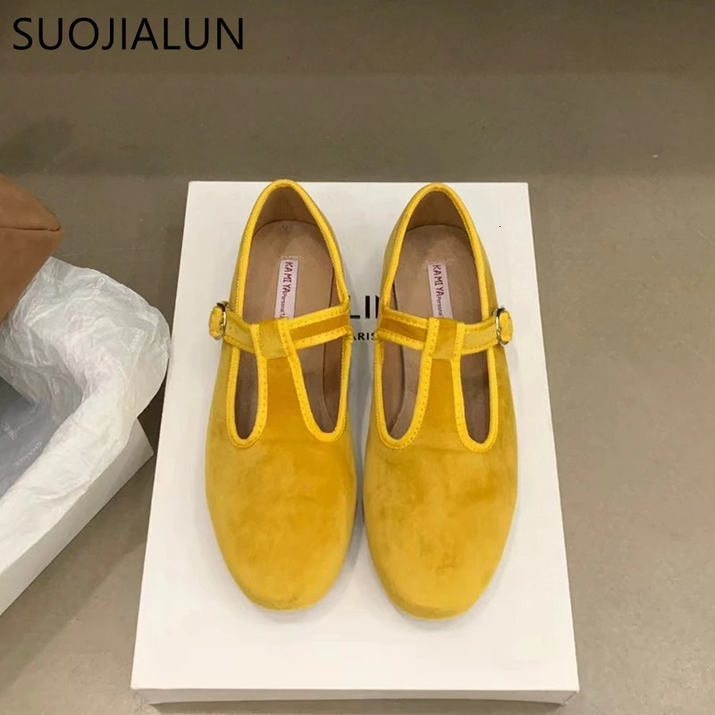 SUOJIALUN New Autumn Women Fashion Round Toe Slip On Ladies Elegant Mary Jane Soft Flat Heel Ballerinas Shoes 241014
