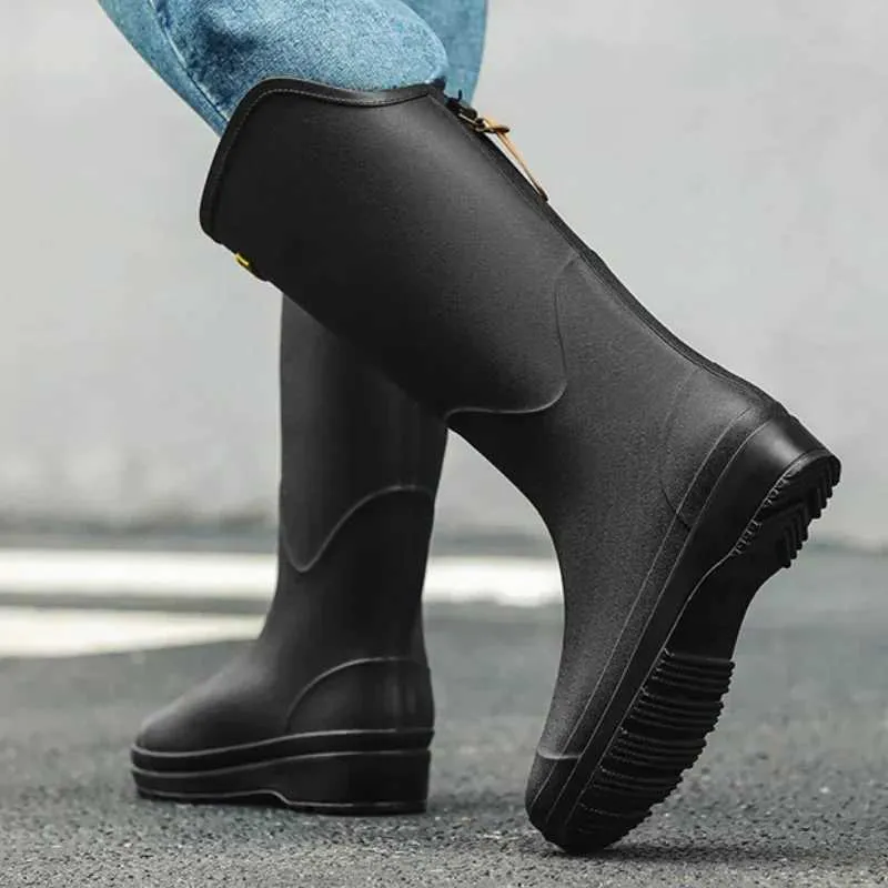 Designer Anti Slip Thick Soles Outdoor Long Tube Rain Waterproof Fashion Wear-Resistant Kitchen Womens Boots