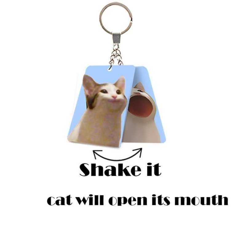 Dynamic vibrating mouth cat acrylic keychain cute cartoon animal keychain bag pendant personalized holographic keychain fashion Y241014