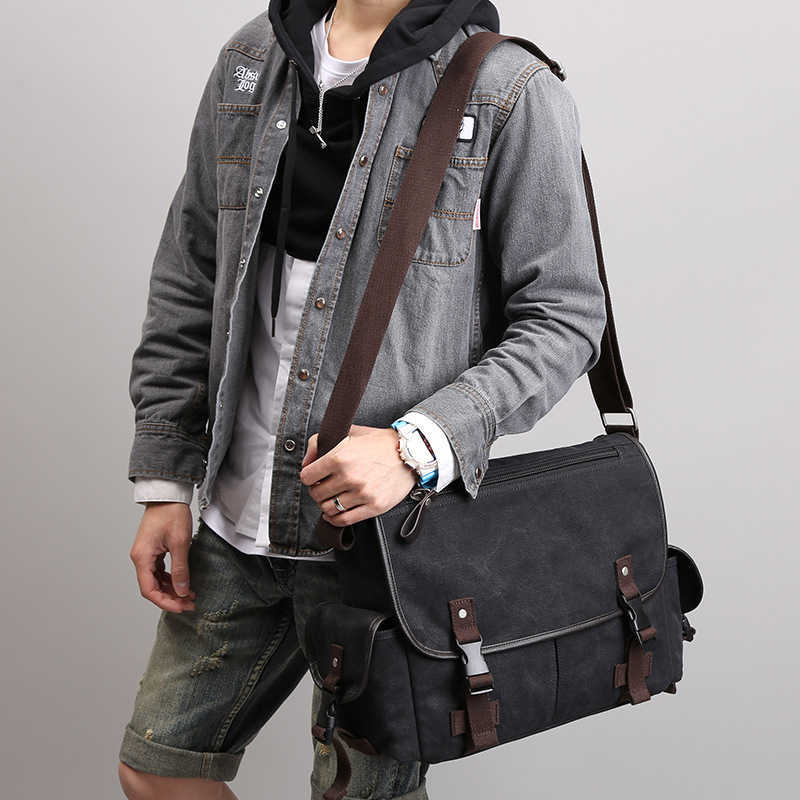 Postman bag men's canvas single shoulder crossbody Korean version student bag backpack trendy cross shoulder small backpack 241015