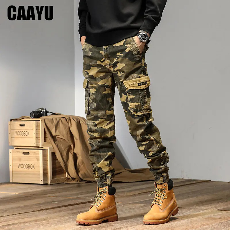 CAAYU Joggers Mens Product Pants Casual Y2k Hit Colorful Pocket Mens Trouser Sports Pants Street Clothing Military Green Camouflage Pants 240930