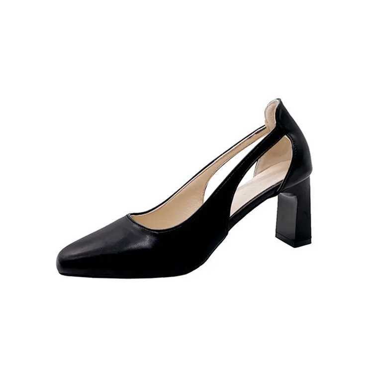 2024 New Fashion Commuter Single Shoes for Women Thick Heels for Women Hollow Square Head Vintage Fairy High HeelsLX241014