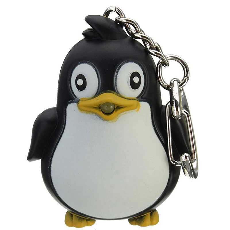 Cute Penguin Keyring LED Flashlight with Sound Light Keyring Childrens Toy Fun Animal Keyholder Fashionable Keychain Y241014