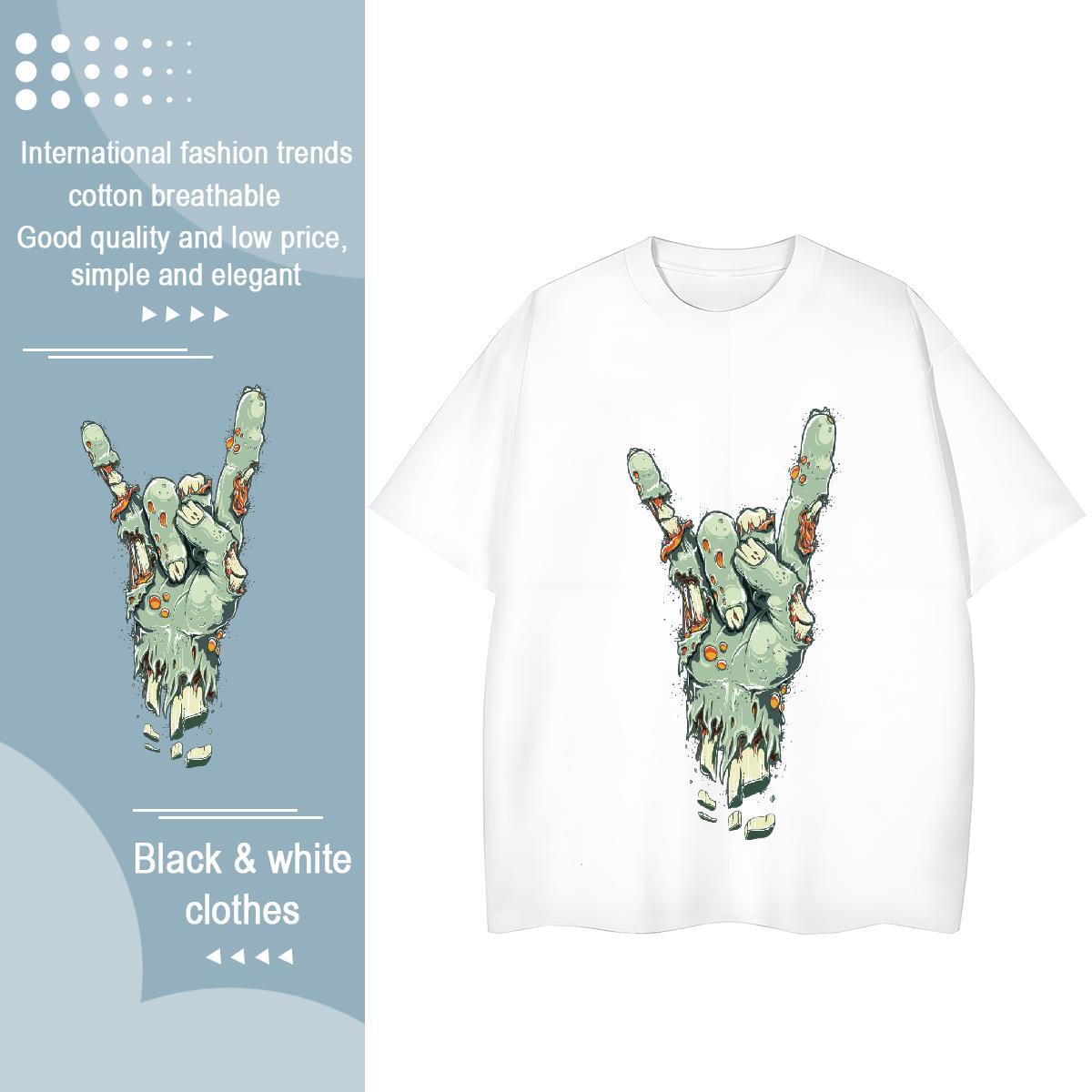 2024 T shirt 230g 100% Cotton Short Sleeve O-Neck Casual hands Unisex Tshirts High quality DIY Anime Tees