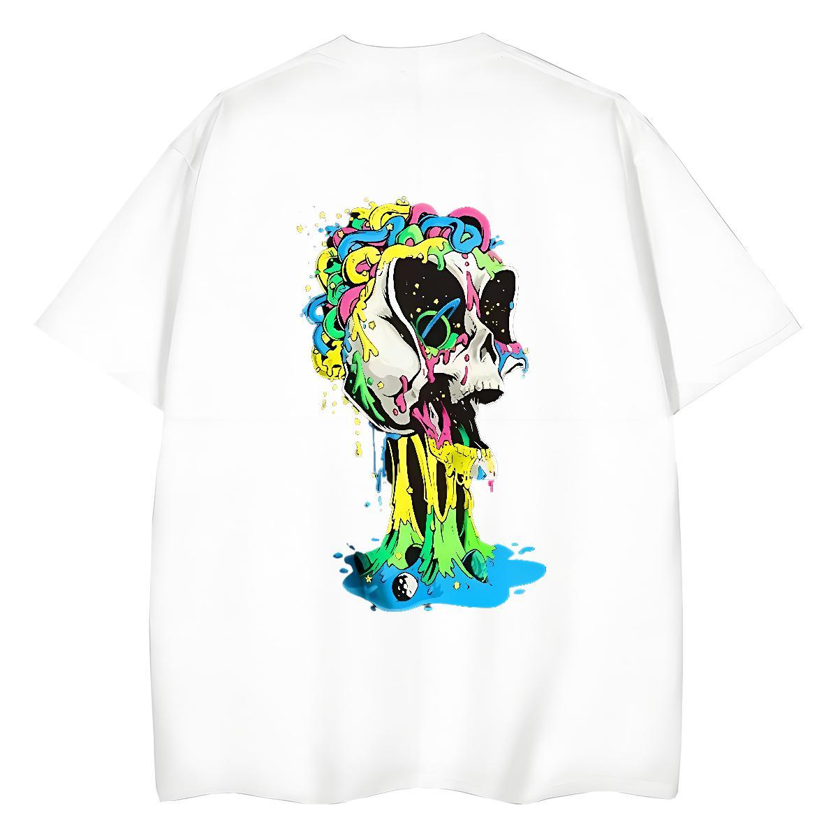 DIY Woman T Shirts 230g 100% Cotton Round Neck Short Sleeve Street Wear skull Womens Tshirts Soft Customized Print Tops Shirt