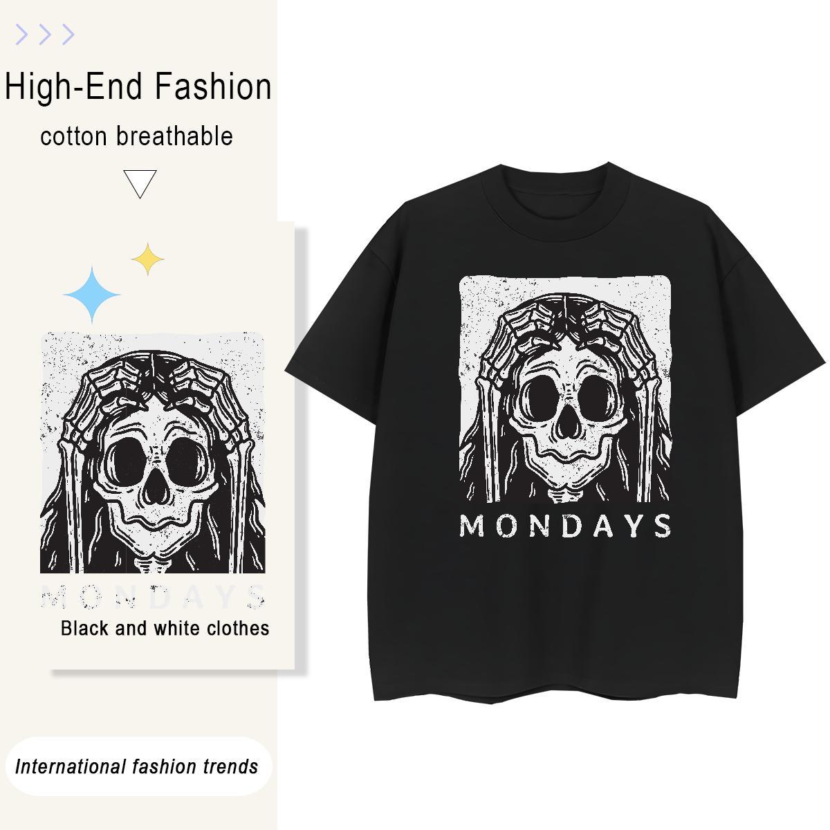 Fashion New T Shirt For Woman 230g Cotton Breathable Soft Spring Summer skull Lady T shirt Free Shipping Custom Print Oversized Top Shirts