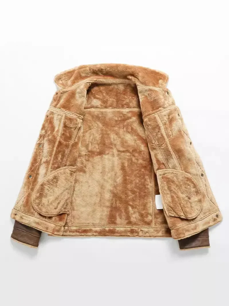 Winter Men Suede Leather Coat High-quality Male Thicken Warm Jacket Youth Fashion Casual Coat Men Clothing Mens Leather Jacket 241011