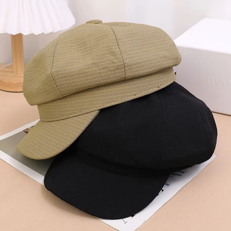Retro Autumn Winter Hats for Women Solid Plain Octagonal Cap Men Ladies Casual Hats Winter Berets Women Painter Caps 241009