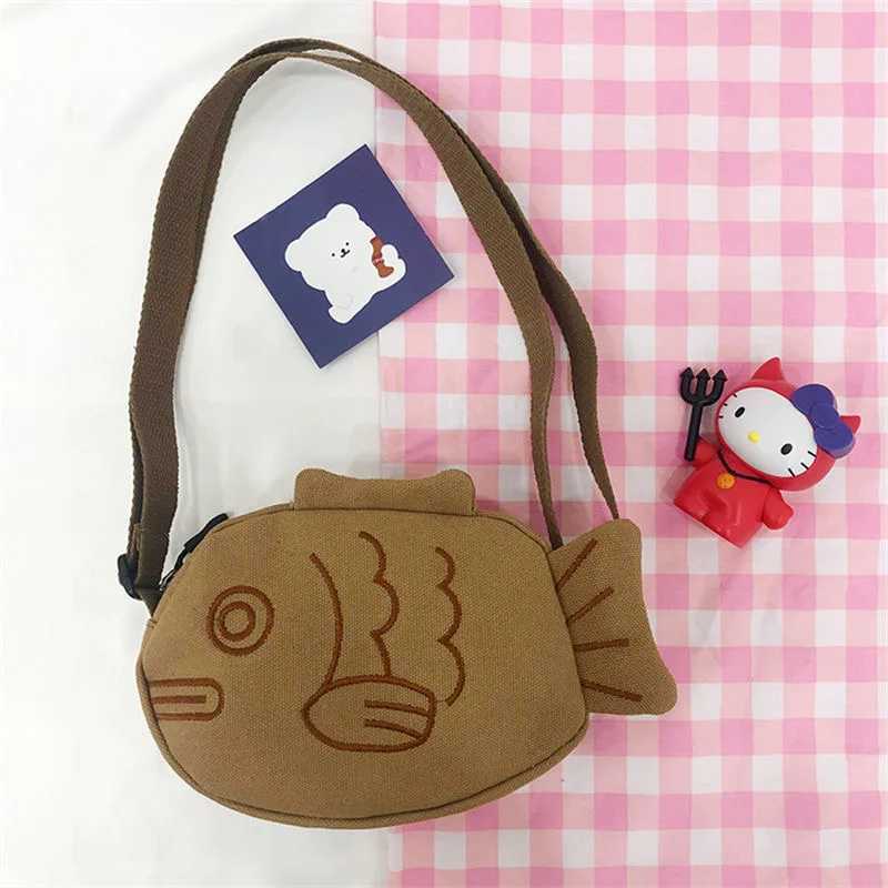 Cartoon cute Japanese Taiyaki fashion backpack womens messenger bag shoulder bag coin wallet womens cross body bag M241014