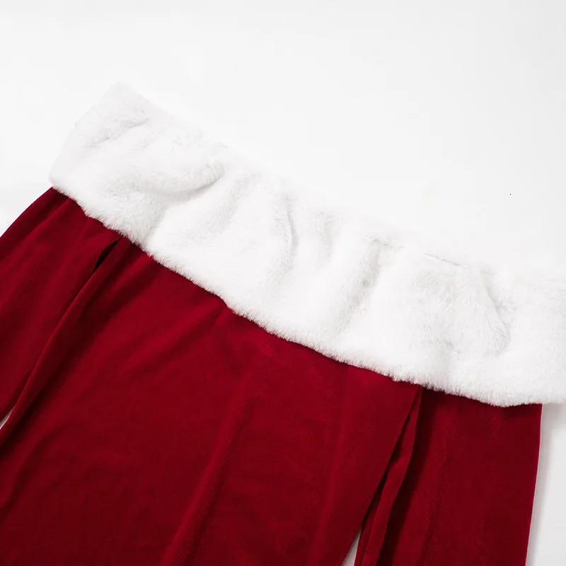 Winter strapless mini dress womens clothing Christmas uniform Santa Claus cos bodycon dress velvet backless vest 241014