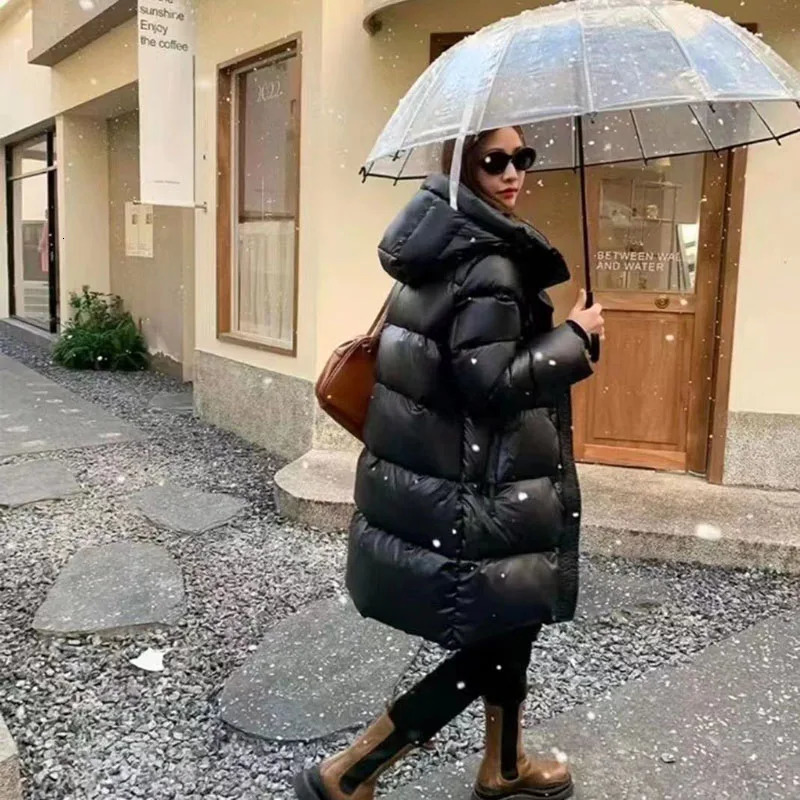 Winter Thickness Down Cotton Jacket Women Long Warmth Fluffy Puffer Coat Hooded Female Fashion Parkas Snow Outwear 241008