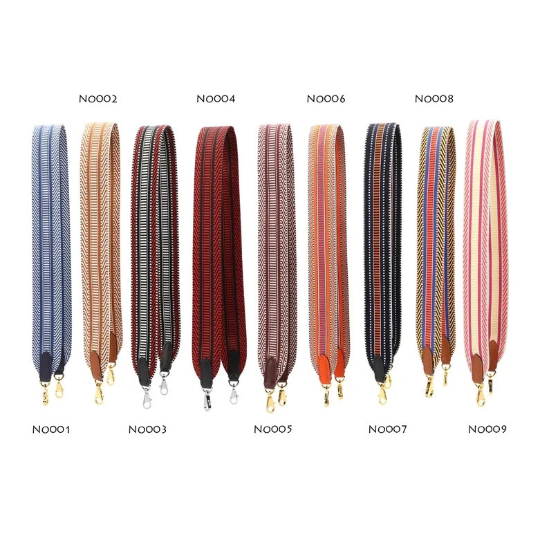 Colorful striped canvas crossbody strap with cowskin leather suitable for er shoulder bags wallet replacement accessories 241008