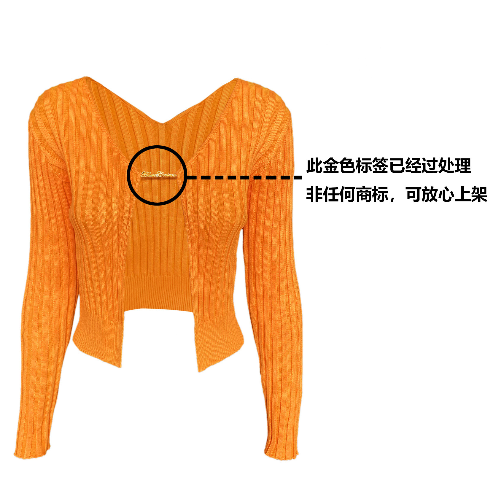 2024 autumn/winter hot selling sweater female sexy deep v gold label long sleeve knitted cardigan