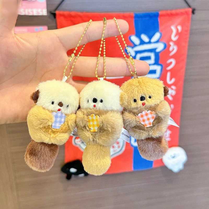 Cute Otter Series Mini Plush Doll Keychain for Bag Pendant Gift Kawaii Fur Otter Animal Doll Filling Keychain Wholesale Y241014