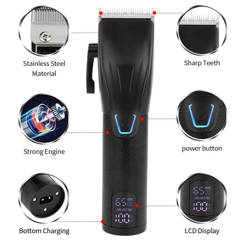 Professional Set Hair Cutting Machine Cordless Barber Clipper LED Display Beard Trimmer Men 241014i C260312