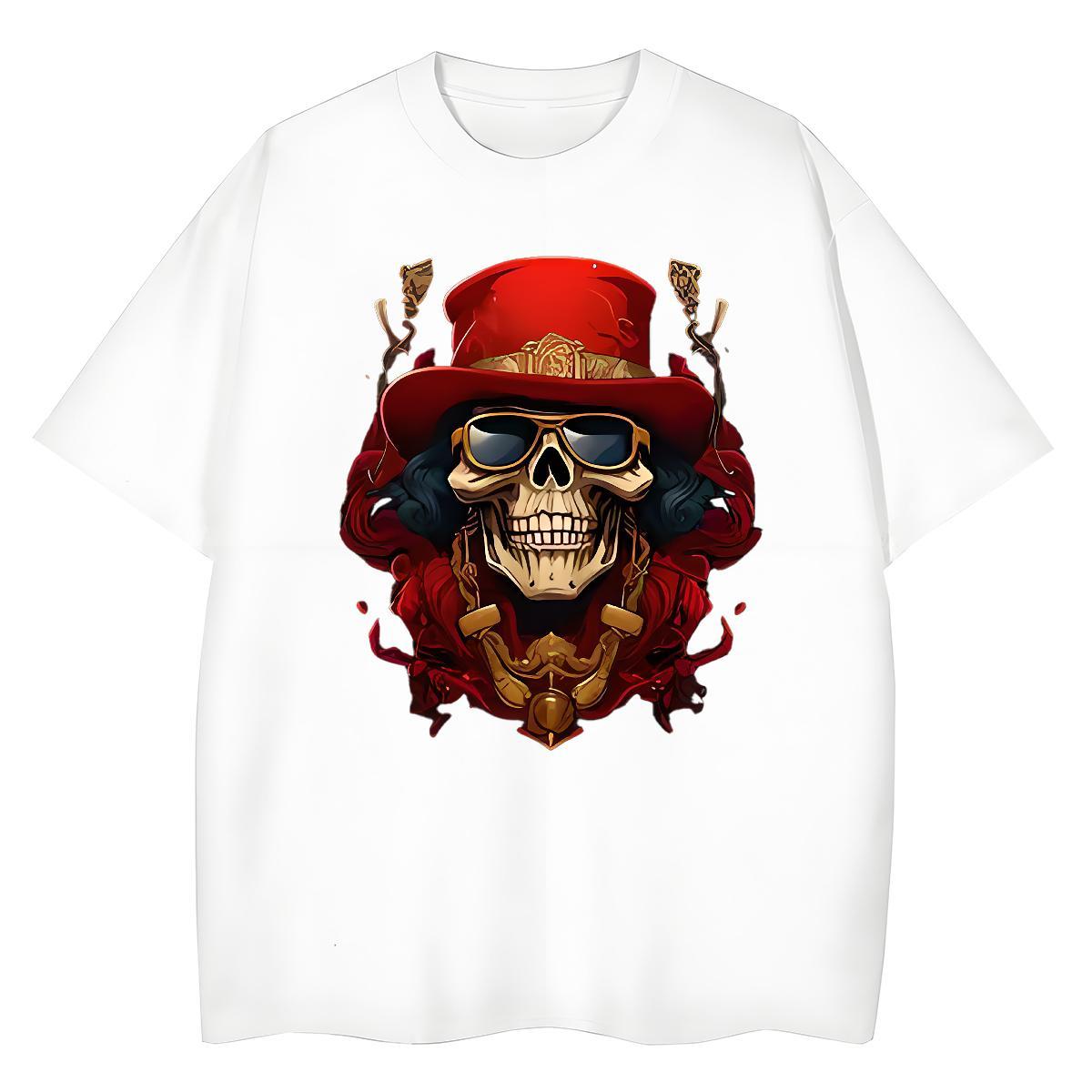 Fashion Casual T-Shirts for Women 230g Pure Cotton Breathable Soft Casual Beach skull Unisex Tshirts Free Shipping DIY Logo Wear