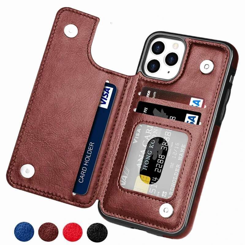 Slim Fit Premium Leather Cover For iPhone 14 13 11 12 Pro XS Max XR X SE 6S 6 7 8 Plus Wallet Card Holder Slots Flip Case