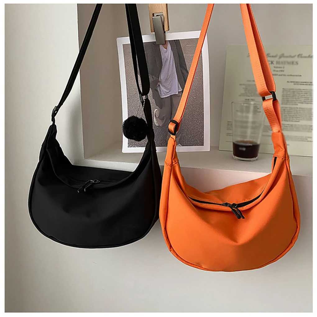 Casual Nylon Chest Stray Cross Bag Solid Color Womens Bag Waist Half Moon Belt Bag Fanny Bag Shoulder Bag Handbag M241014