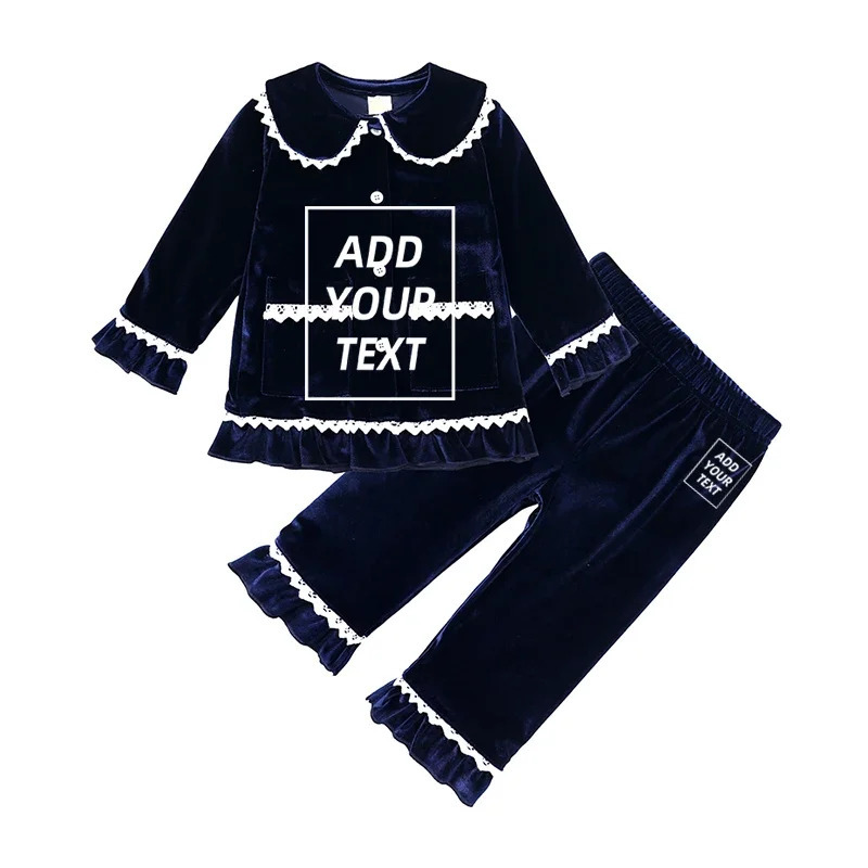 Boy Girls Pajamas Custom Personaliz Velvet Christmas Baby Pajamas Set Long Sleeve Children TopsPants Pjs Sleepwear 241014 - view 5