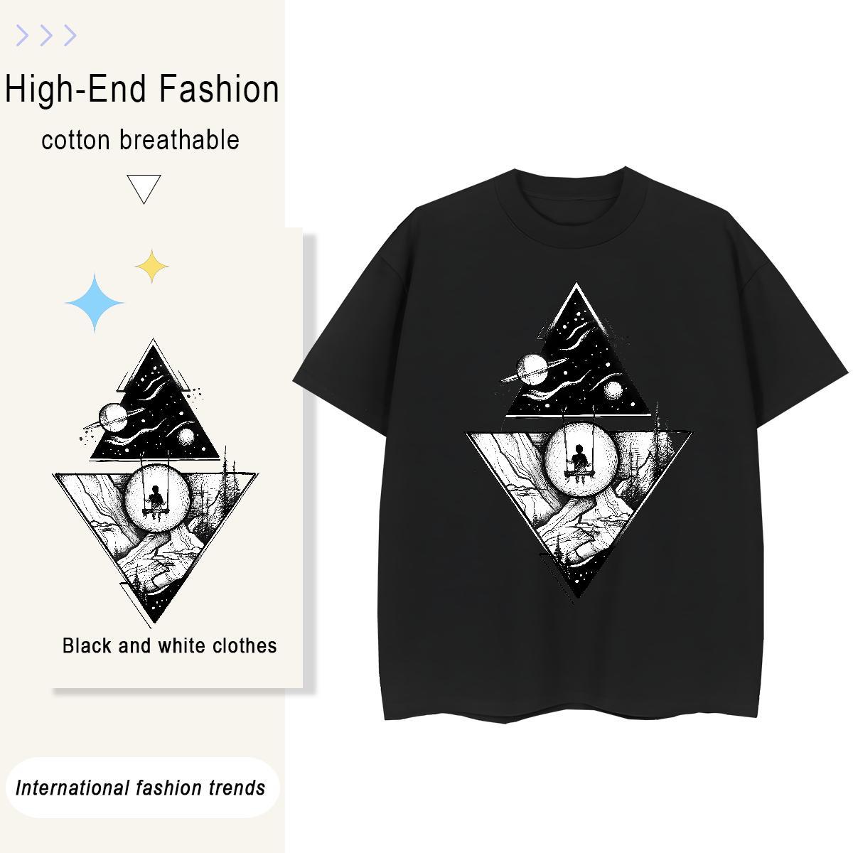 2024 Designer T Shirts Women 100% Cotton 230g Crew Neck Breathable Street eye of the devil Women Tees Wholesale Custom Printing Tops