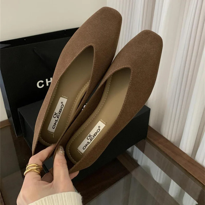 Autumn Women Flat Square Head Shallow Slip on Ladies Casual Soft Leather Elegant Ballet Mary Jane Shoes 241014